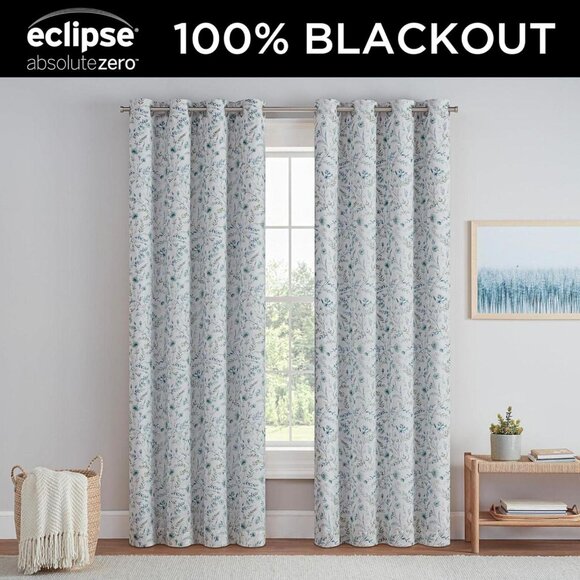 NEW Eclipse Botanical Blackout Lined Grommet 1 Piece Curtain Panel 84" x 50 - Picture 4 of 7
